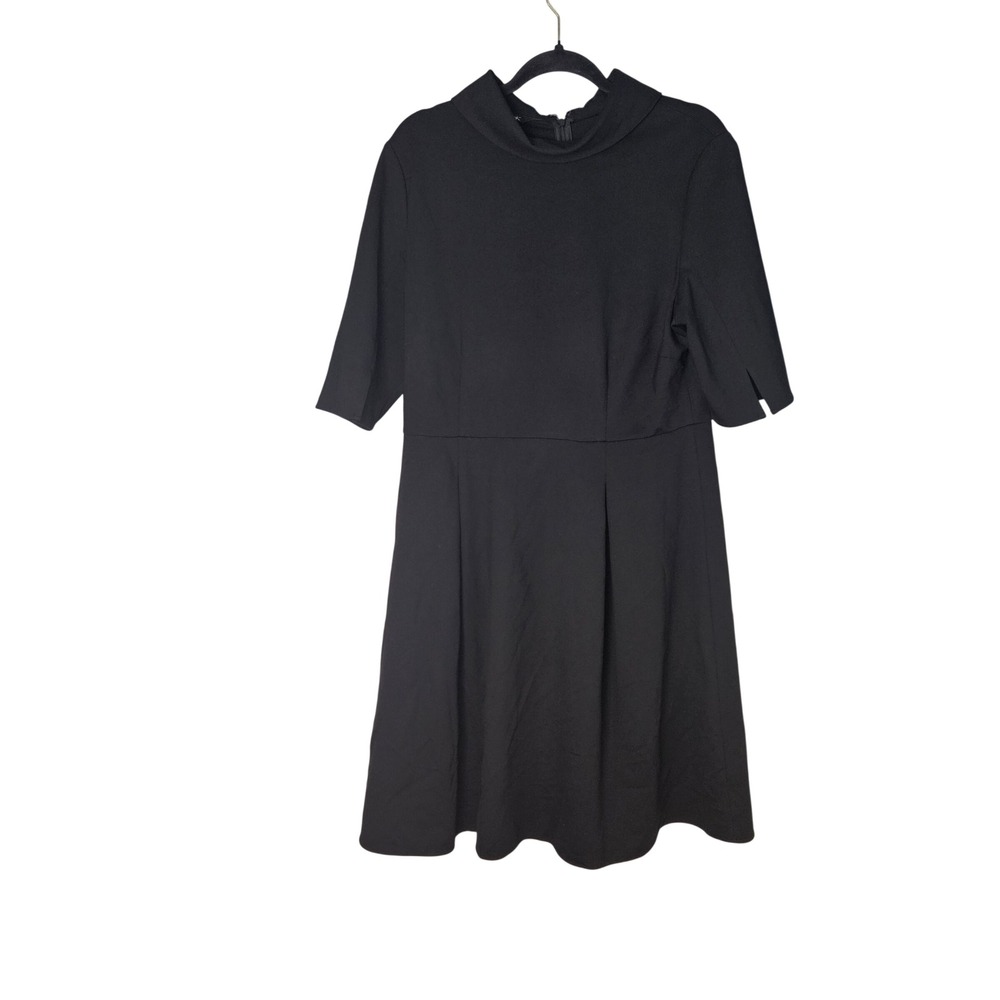 Misook Black Pleated Stretch Ponte Dress Womens Xl Office Career